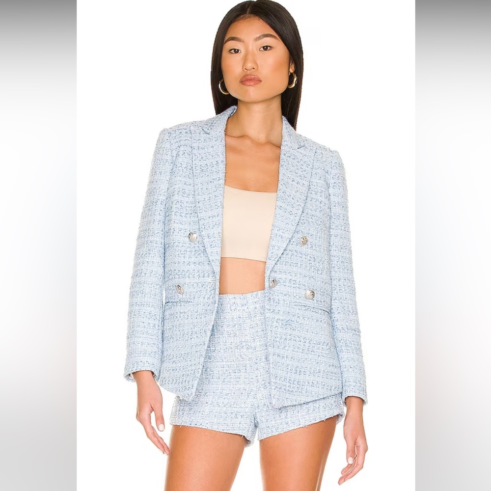 Revolve Central Park West | Silvie Tweed Shorts in Blue